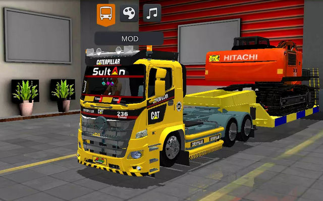 Mod Bussid Truck Trailer Muatan Excavator Caterpillar Hino 500
