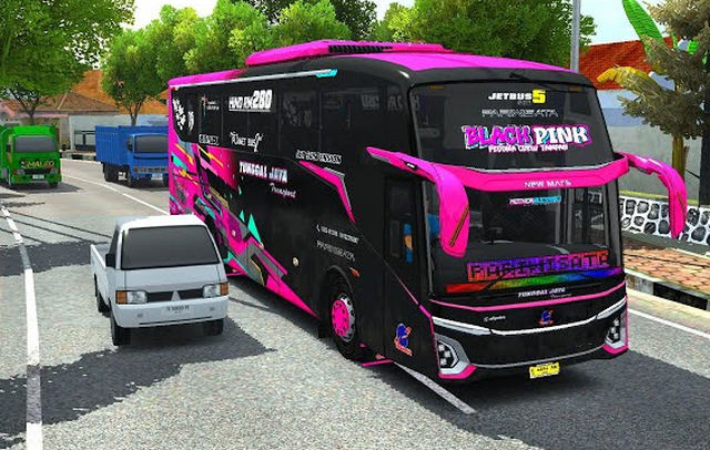 Mod Jetbus 5 Tunggal Jaya Black Pink Banner